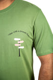 Olive Green Man With A Travel Plan Cotton Tee 1
