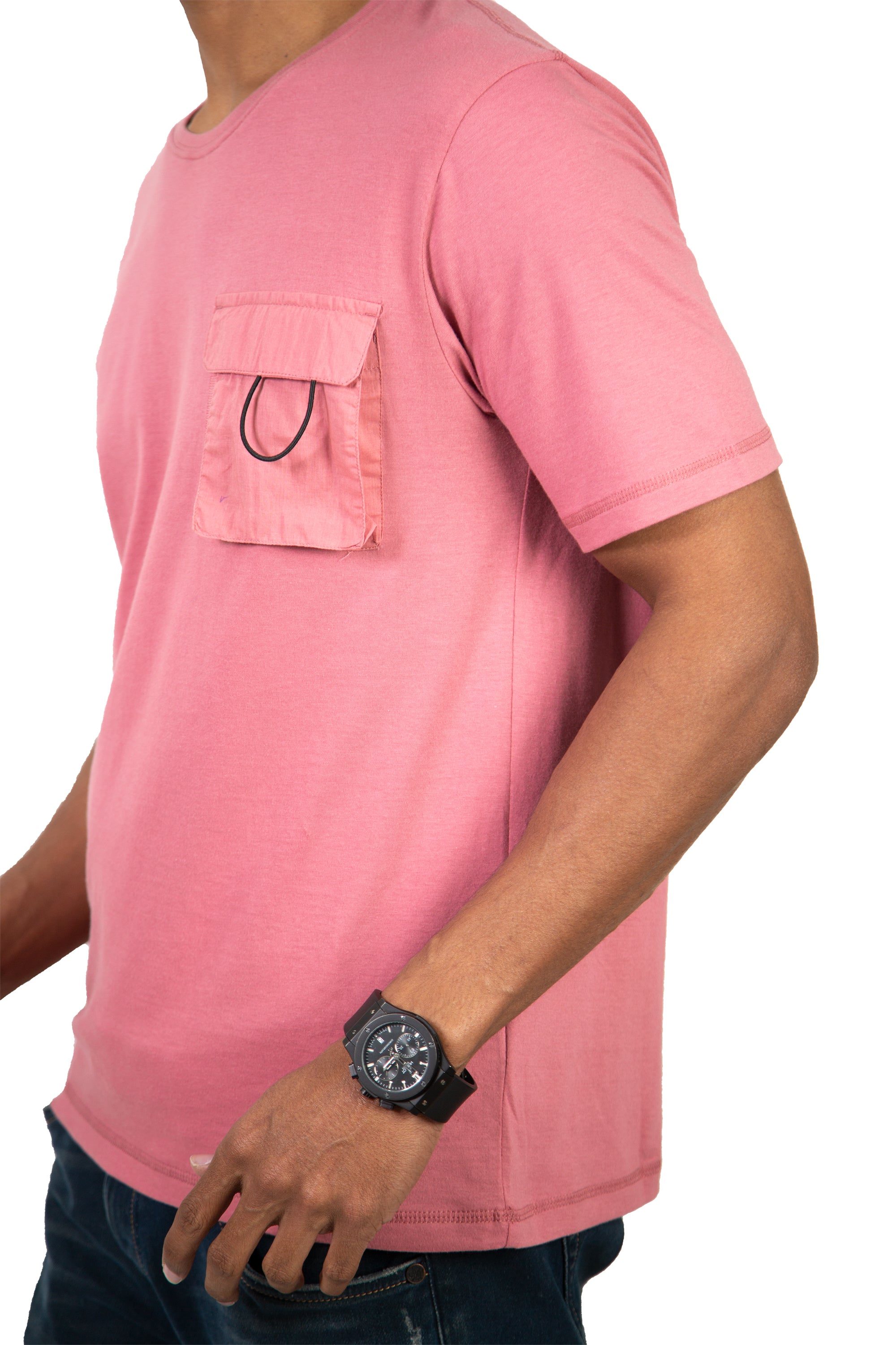 Dusty Rose Solid Pocket-Front Cotton Tee 2