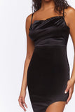 Black Satin Asymmetrical Maxi Dress 3