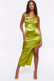 Greenapple Satin Asymmetrical Maxi Dress