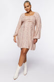 Plus Size Ditsy Floral Ruched Mini Dress