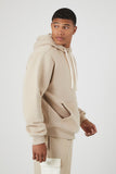 Taupe Cotton-Blend Drop-Sleeve Hoodie 1