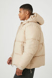 Taupe Hooded Puffer Jacket 1
