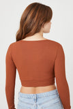 Chestnut Ribbed Knit Crop Top 2