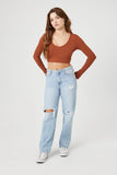 Chestnut Ribbed Knit Crop Top 3