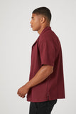 Burgundy Plisse Short-Sleeve Shirt 1