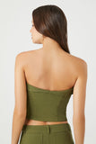 Olive Cropped Zip-Up Tube Top 2