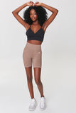 Taupe Active Ribbed Side High Rise Biker Shorts  4