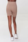 Taupe Active Ribbed Side High Rise Biker Shorts  3